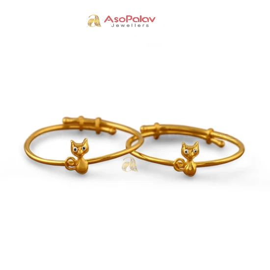 22K Gold Cat Motif Designer Bangles for Girls